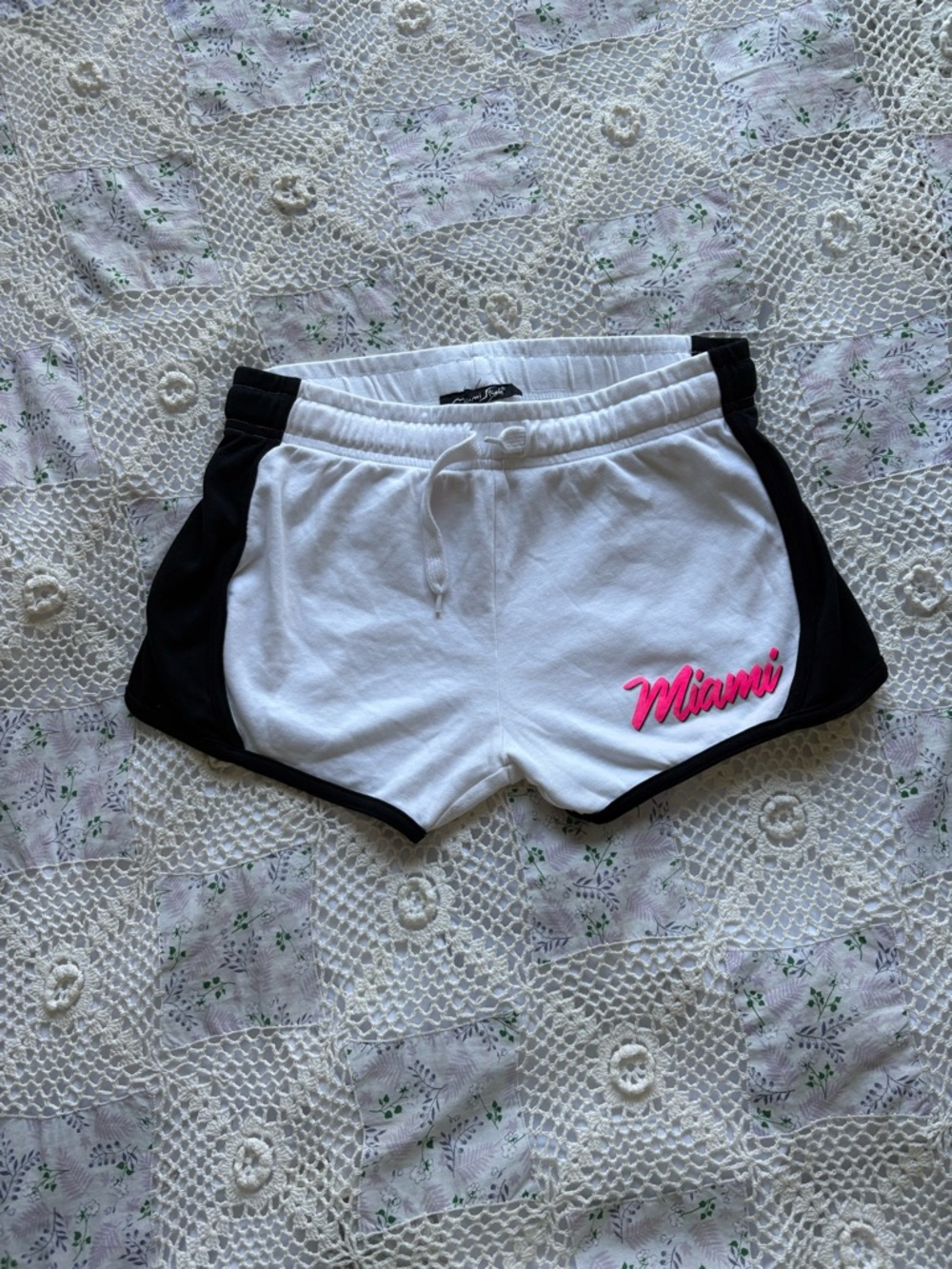 Miami Script White & Black Women's Athletic Shorts